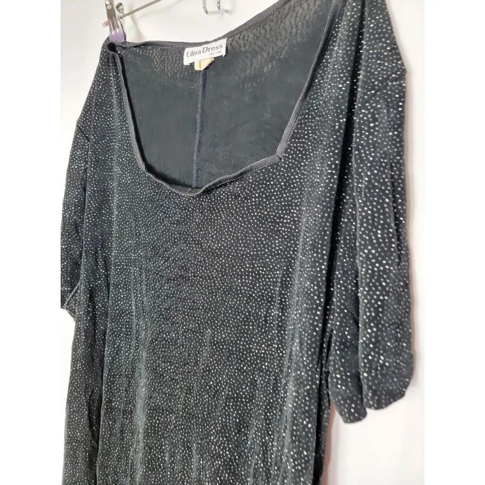 Vintage Long Ultra Dress New York Gown Black Sparkle 24W Made in USA 80s‎ 90s